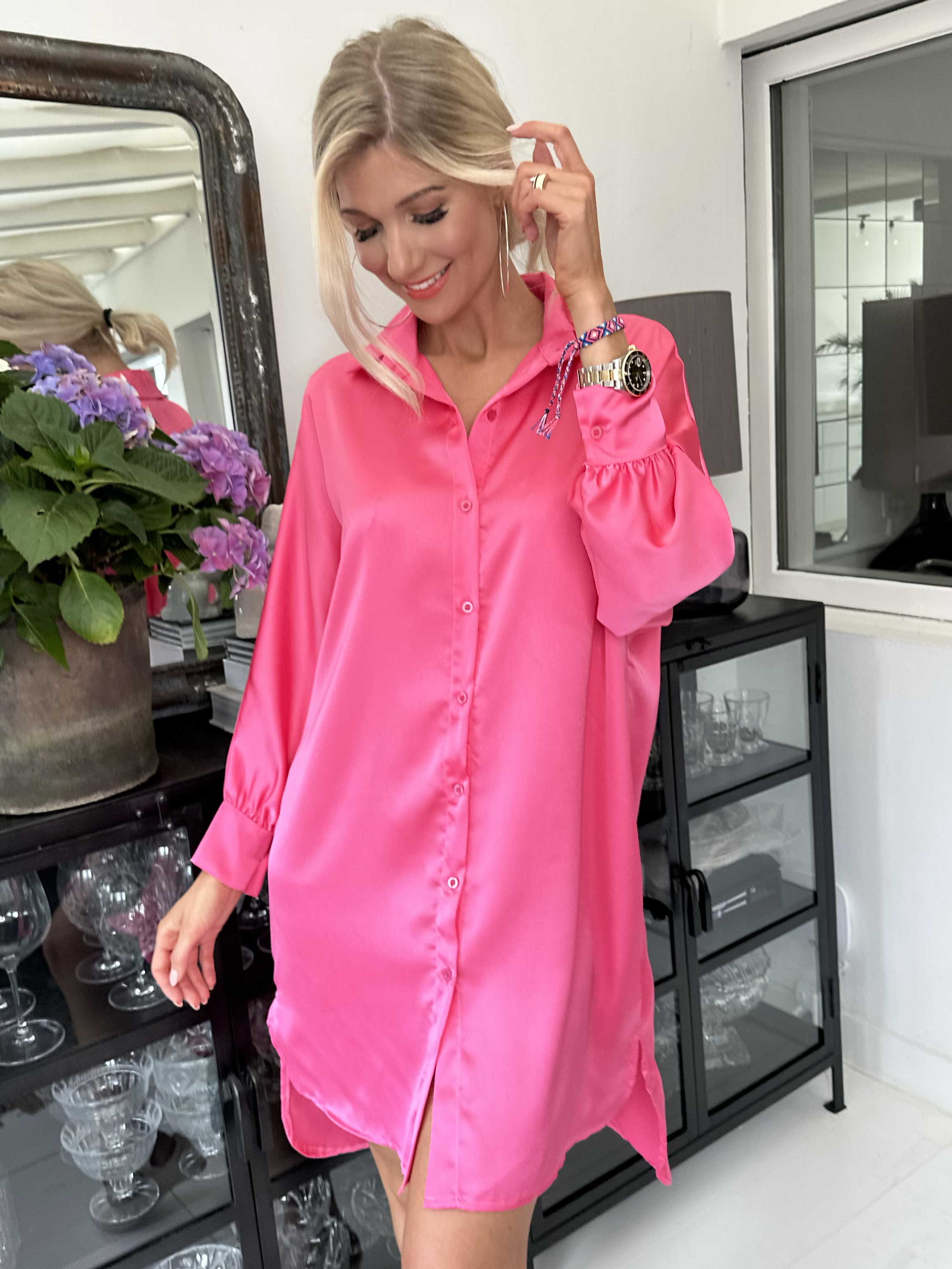 Hassel - Fin skjortekjole i silkelook